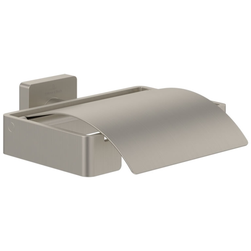 Cutout image of Villeroy & Boch Elements Striking Matt Brushed Nickel Covered Toilet Roll Holder